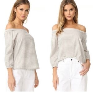 Madewell Jardin Off-the-Shoulder Top in Indigo Stripe